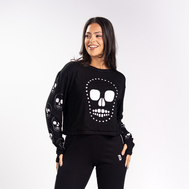 Blusa Skull Recorte Laser