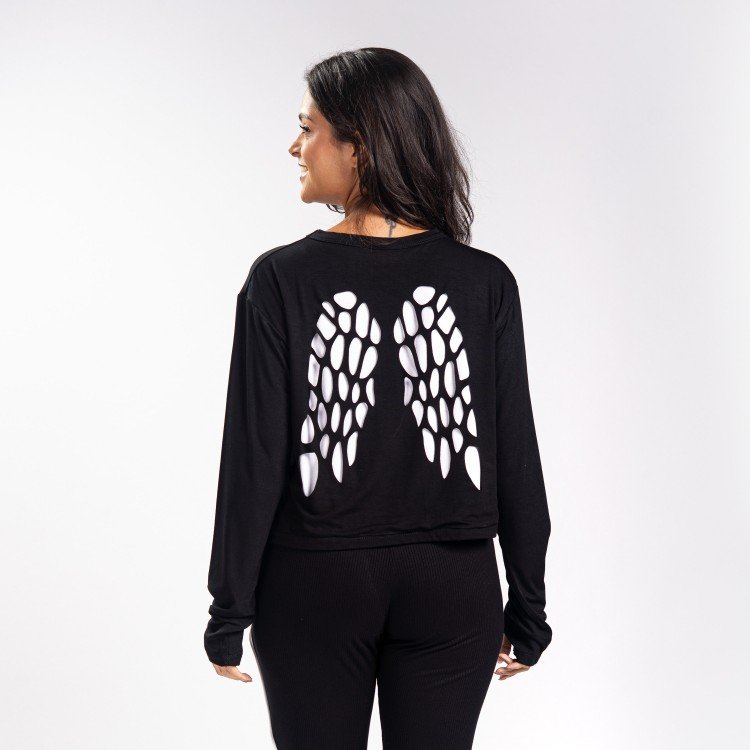 Blusa Manga Longa Angel Recorte Laser