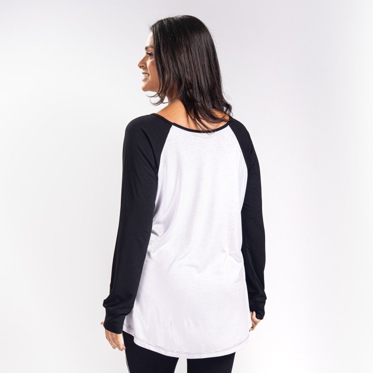 Blusa Manga Longa Raglan Skull