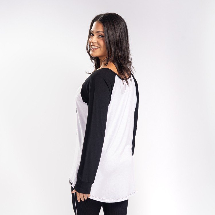 Blusa Manga Longa Raglan Skull