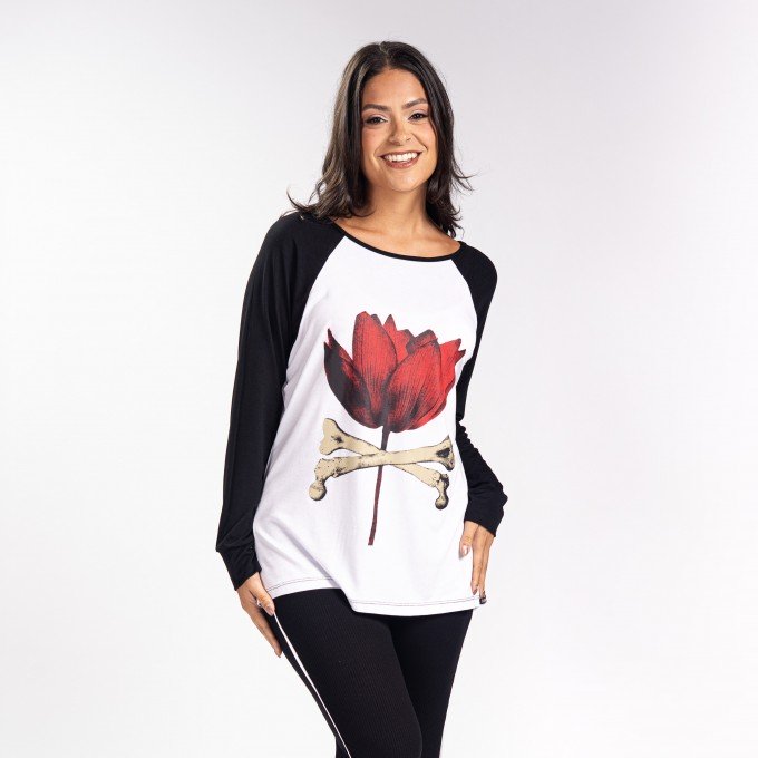Blusa Manga Longa Raglan Lótus