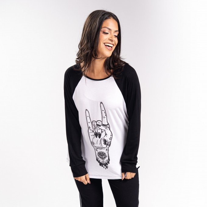 Blusa Manga Longa Raglan Rock Sign