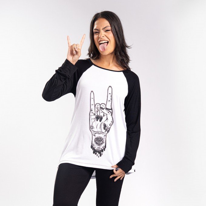 Blusa Manga Longa Raglan Rock Sign