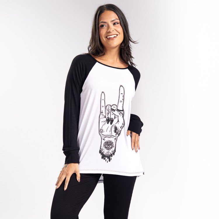 Blusa Manga Longa Raglan Rock Sign