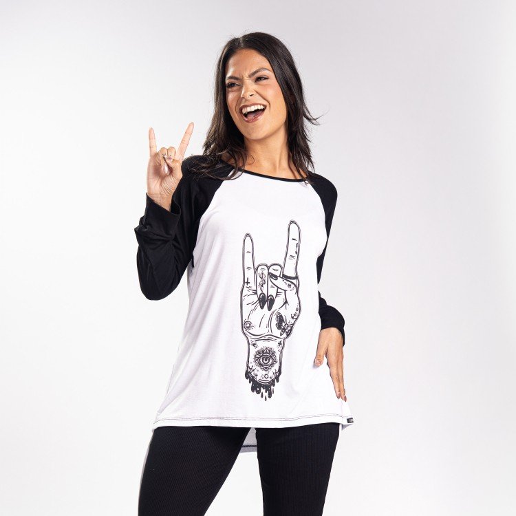 Blusa Manga Longa Raglan Rock Sign