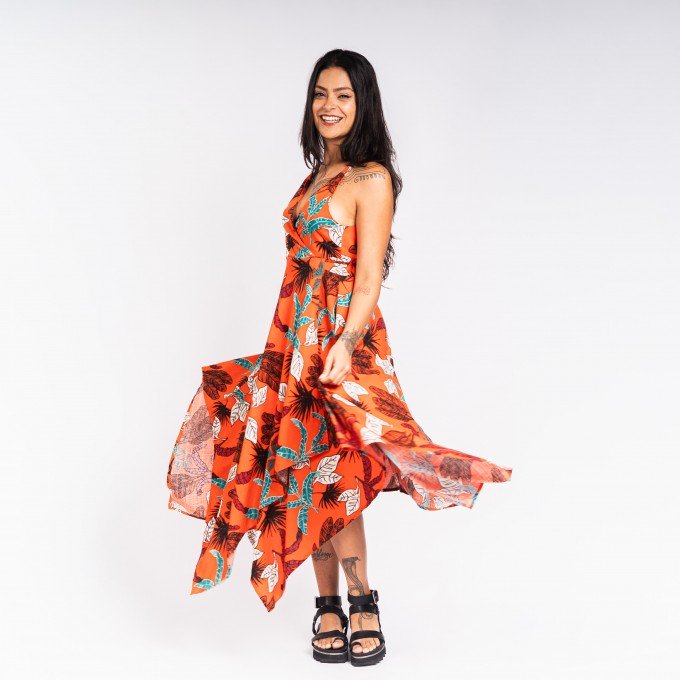 Vestido Midi Transpassado Tropical