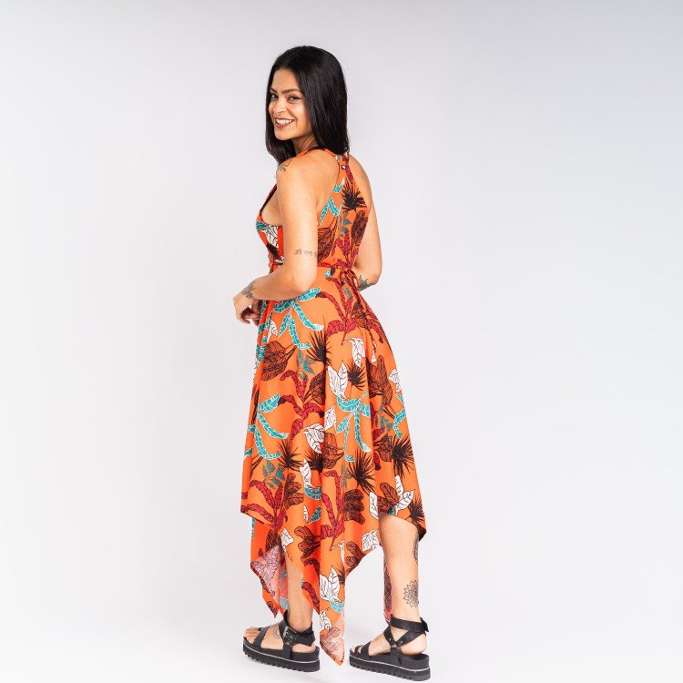 Vestido Midi Transpassado Tropical