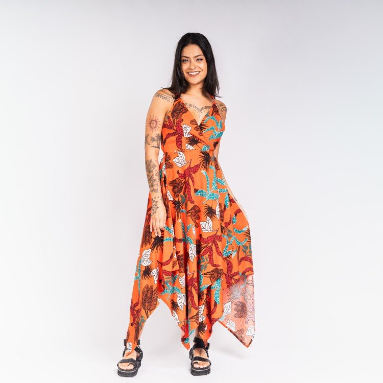 Vestido Midi Transpassado Tropical