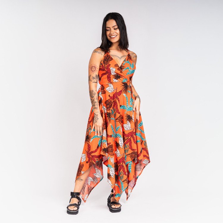 Vestido Midi Transpassado Tropical