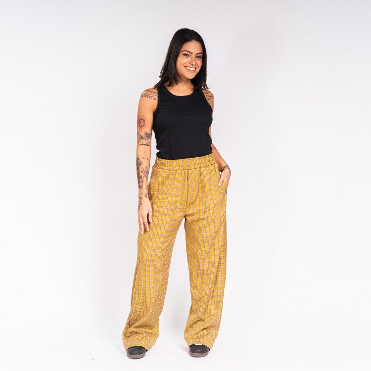 Calça Xadrez Mustard Grid