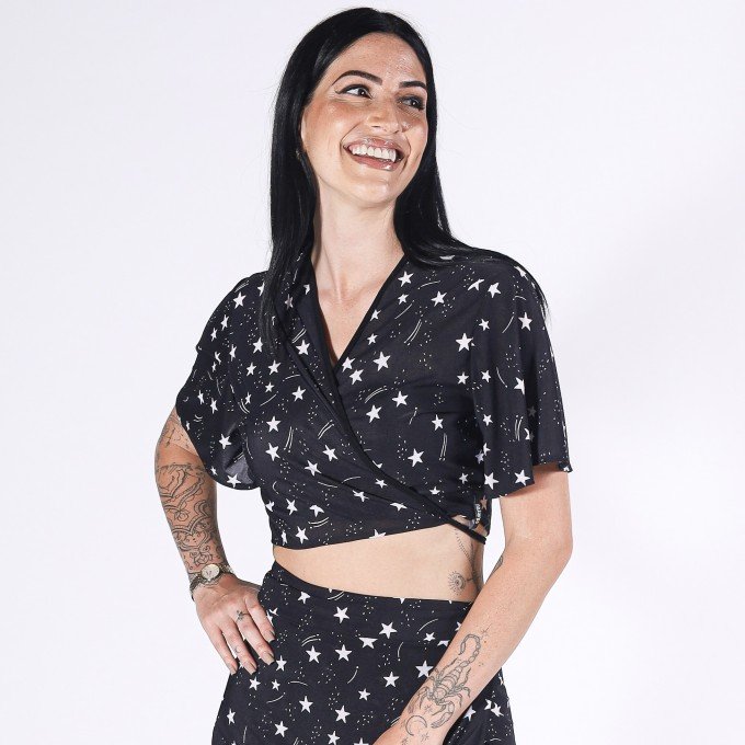 Blusa Transpassada Black Star