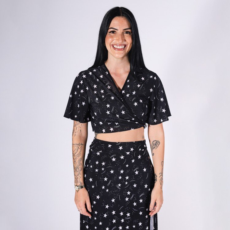 Blusa Transpassada Black Star