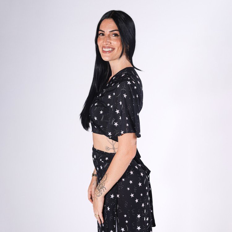 Blusa Transpassada Black Star