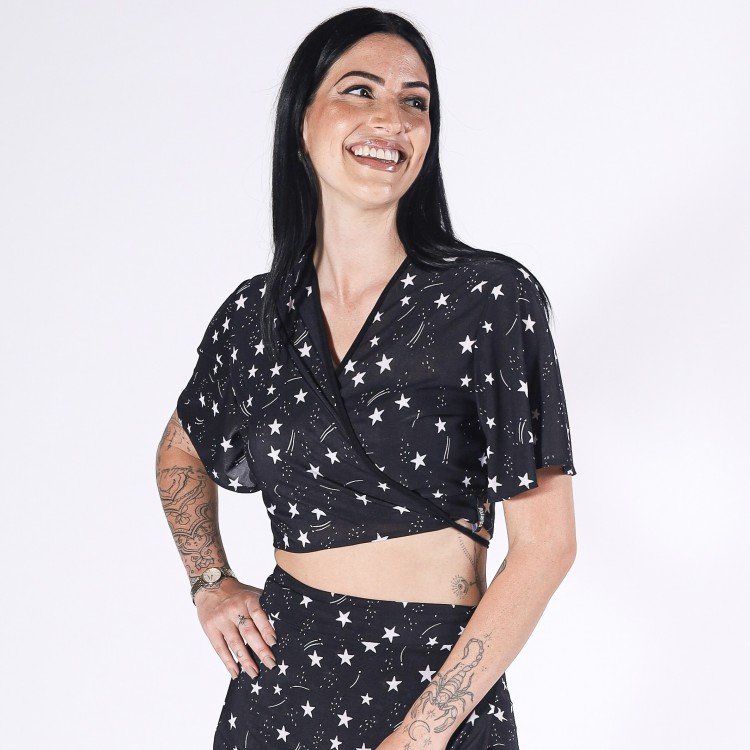 Blusa Transpassada Black Star