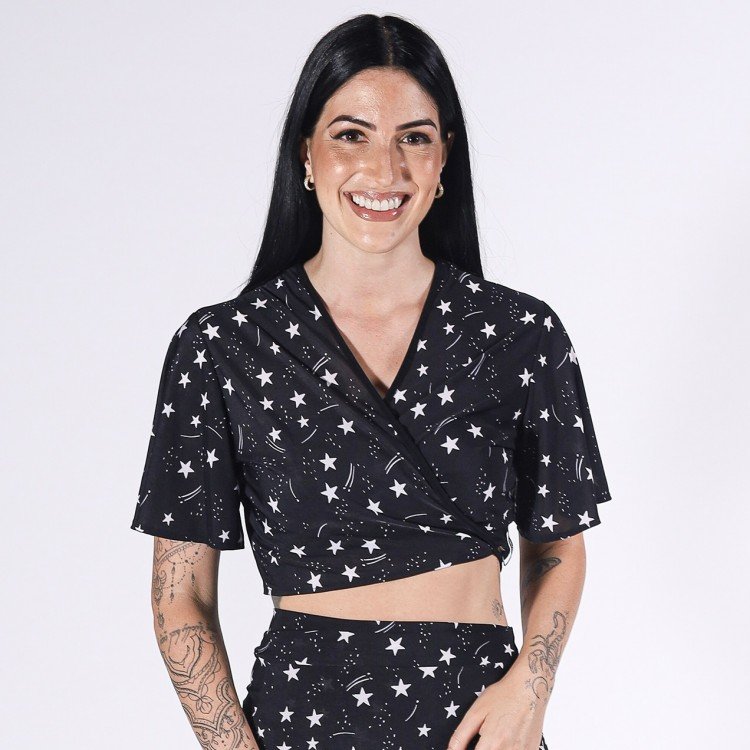 Blusa Transpassada Black Star