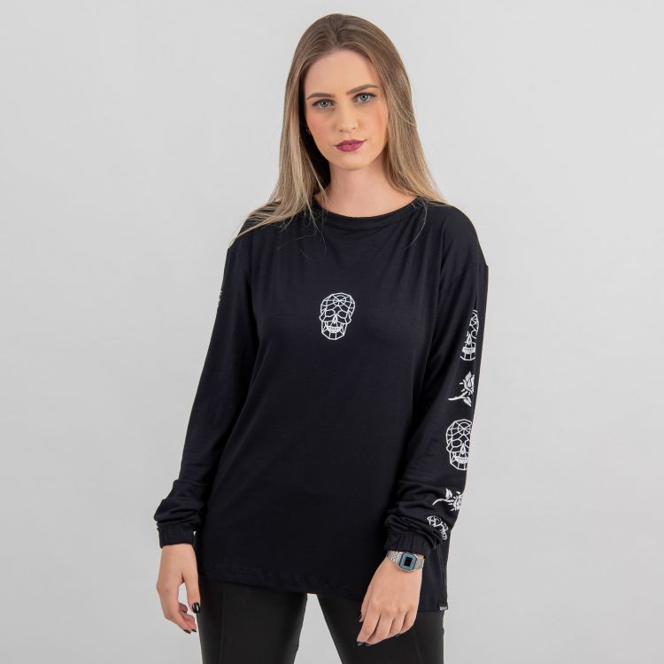 Blusa Geometric Skull Manga Longa