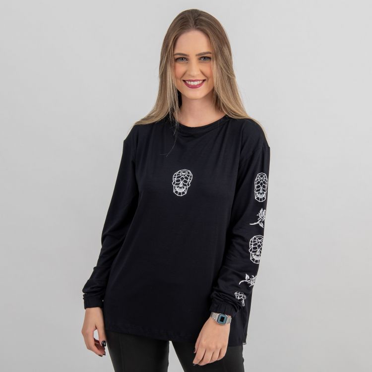 Blusa Geometric Skull Manga Longa