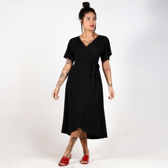 Vestido Transpassado Boho Black