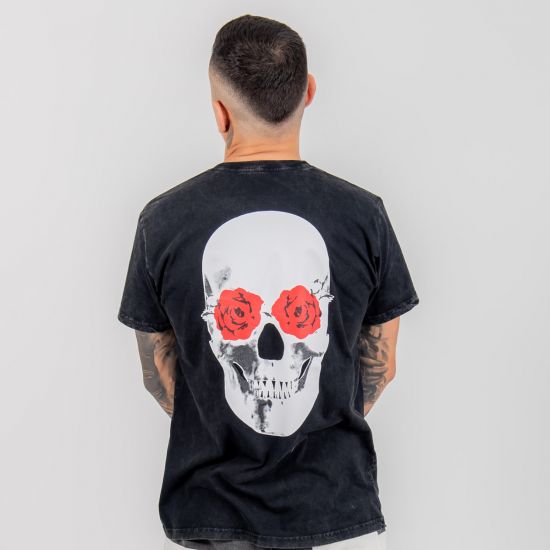 Camiseta Estonada Skull Rose