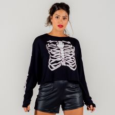 Blusa Skeleton Manga Longa