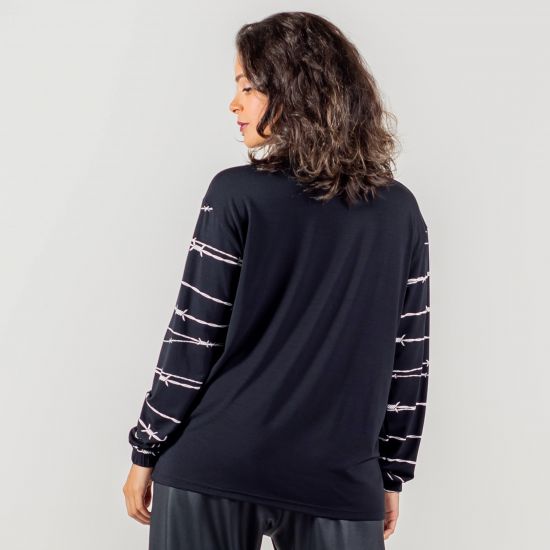 Blusa Arame Farpado Manga Longa