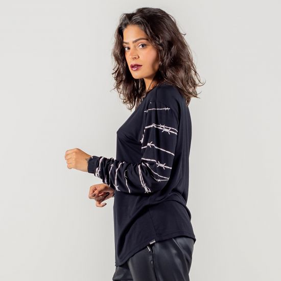 Blusa Arame Farpado Manga Longa