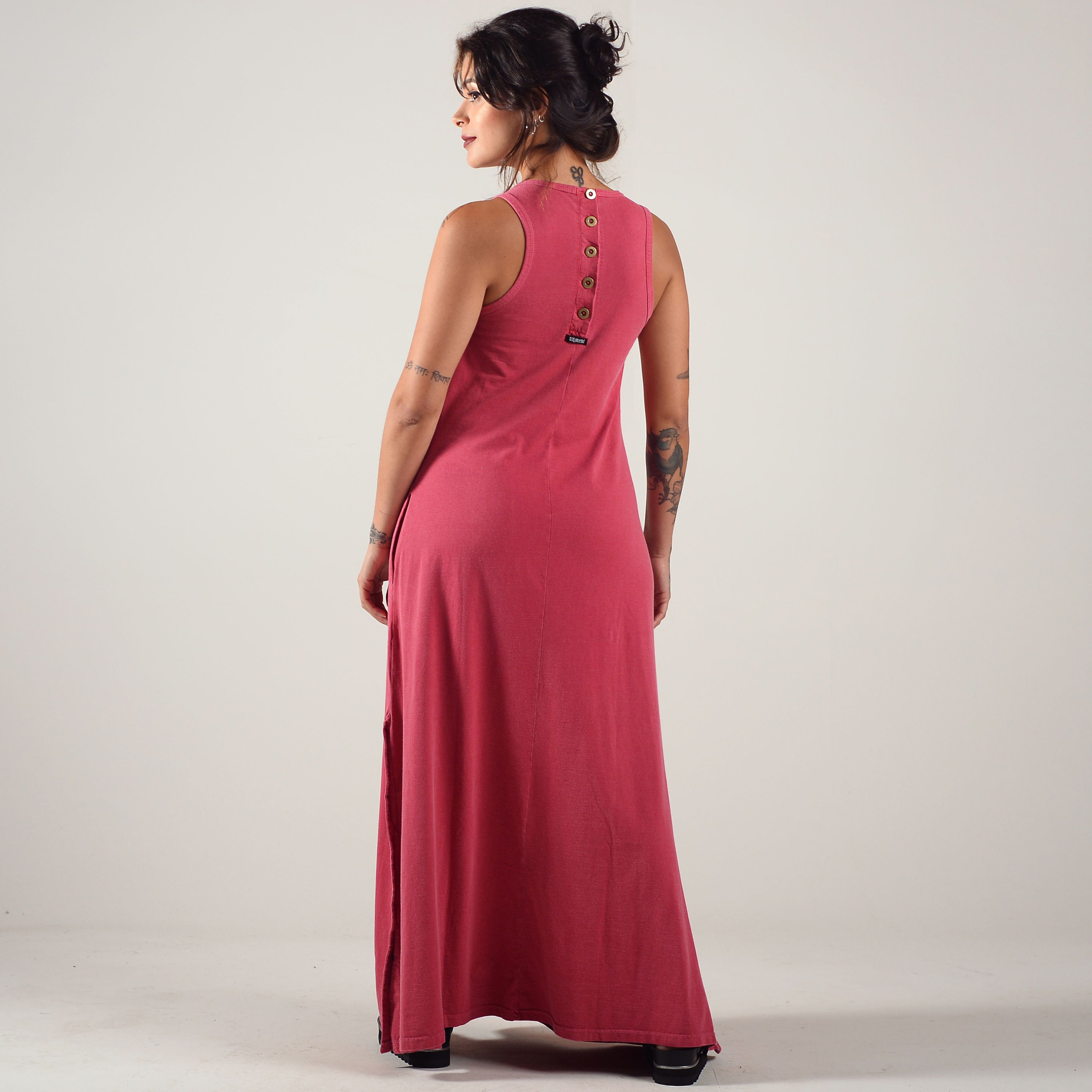 Vestido Rosa Retrô Regata Estonado - Deliriyou Vestido Rosa Retrô Regata Estonado - Deliriyou