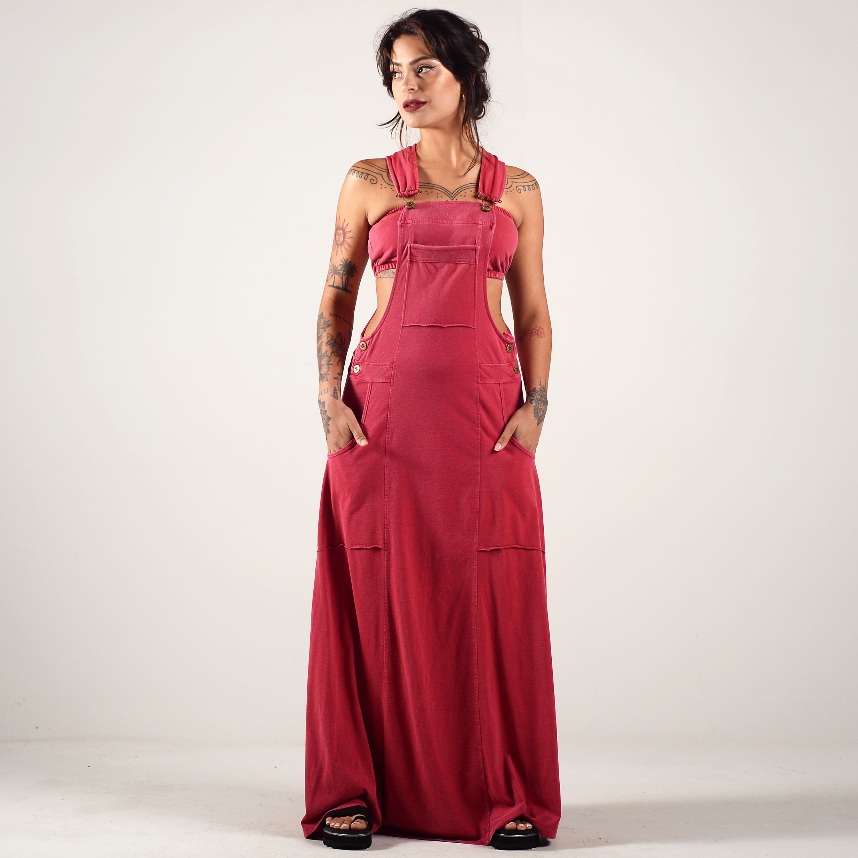 Vestido Rosa Retrô Salopete Estonado - Deliriyou Vestido Rosa Retrô Salopete Estonado - Deliriyou