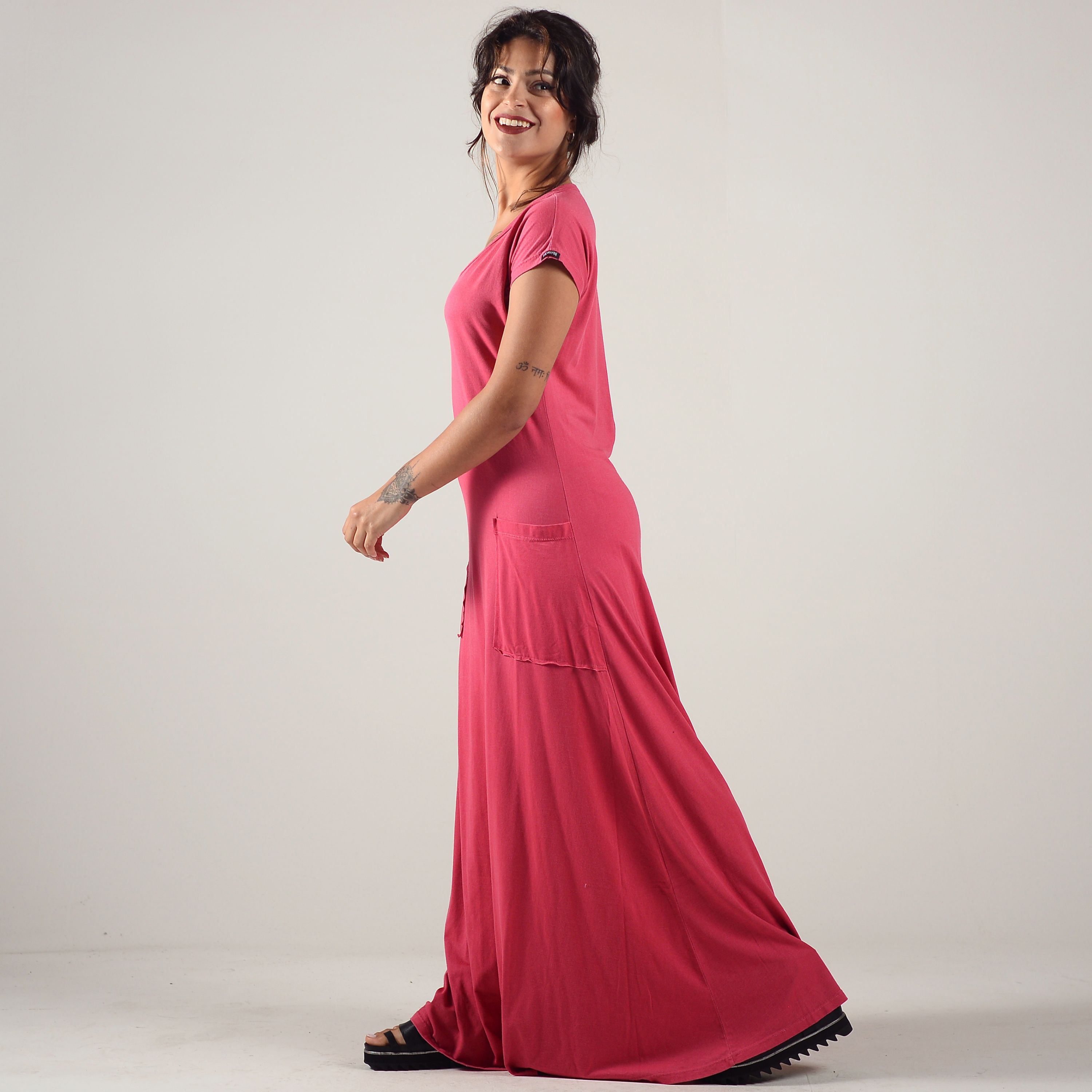 Vestido Rosa Retrô Estonado Comfy - Deliriyou Vestido Rosa Retrô Estonado Comfy - Deliriyou