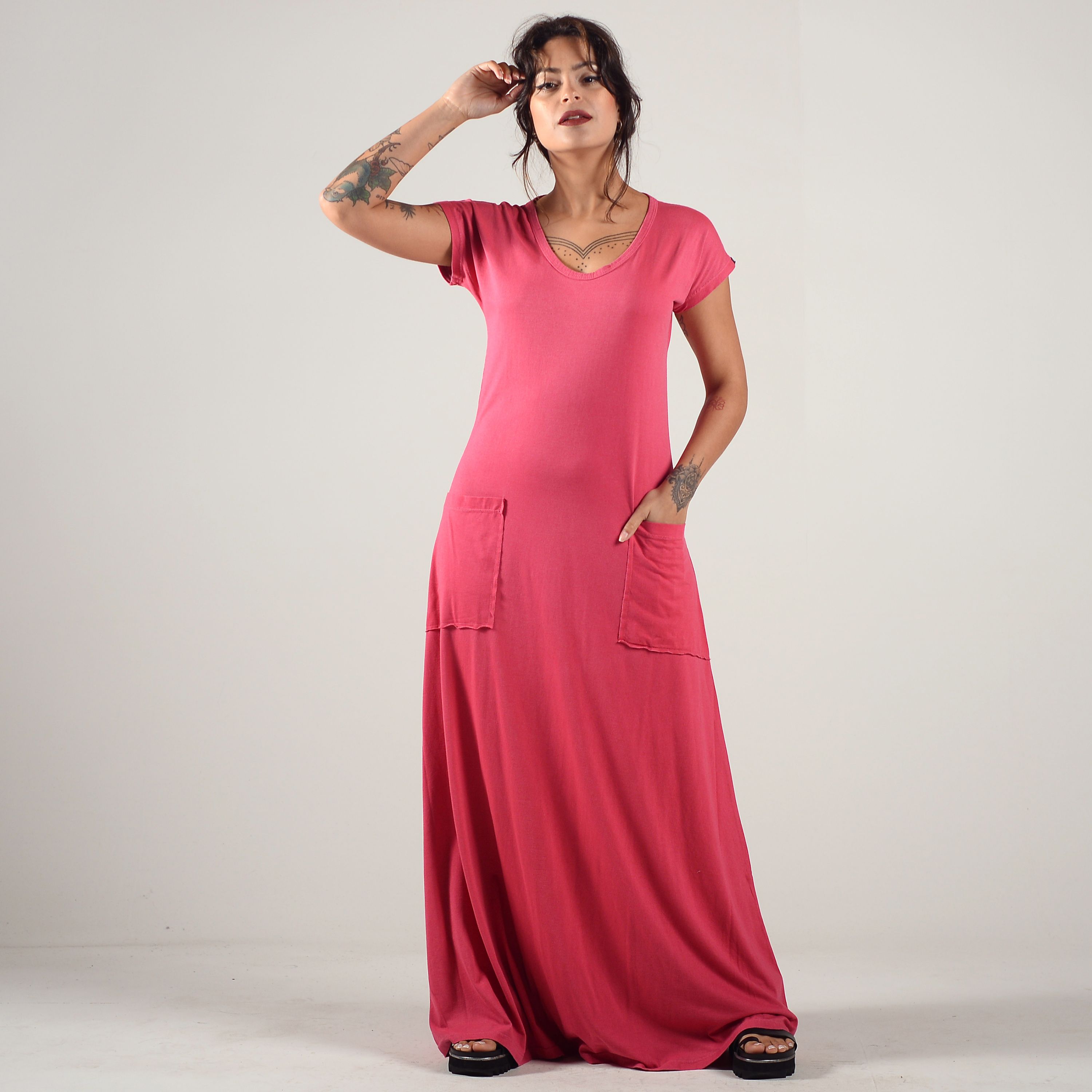 Vestido Rosa Retrô Estonado Comfy - Deliriyou Vestido Rosa Retrô Estonado Comfy - Deliriyou