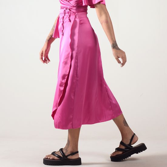 Saia Cetim Transpassada Pink