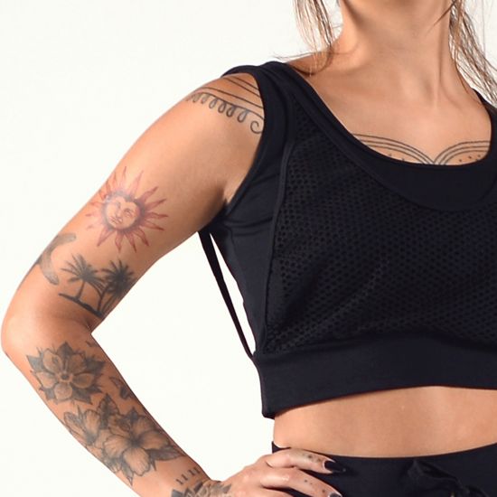 Cropped Regata Tela Sobreposta