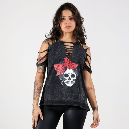 Blusa Marmorizada Caveira Old School