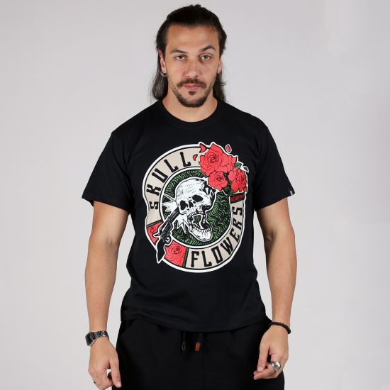 Camiseta Skull Flowers Hardrock