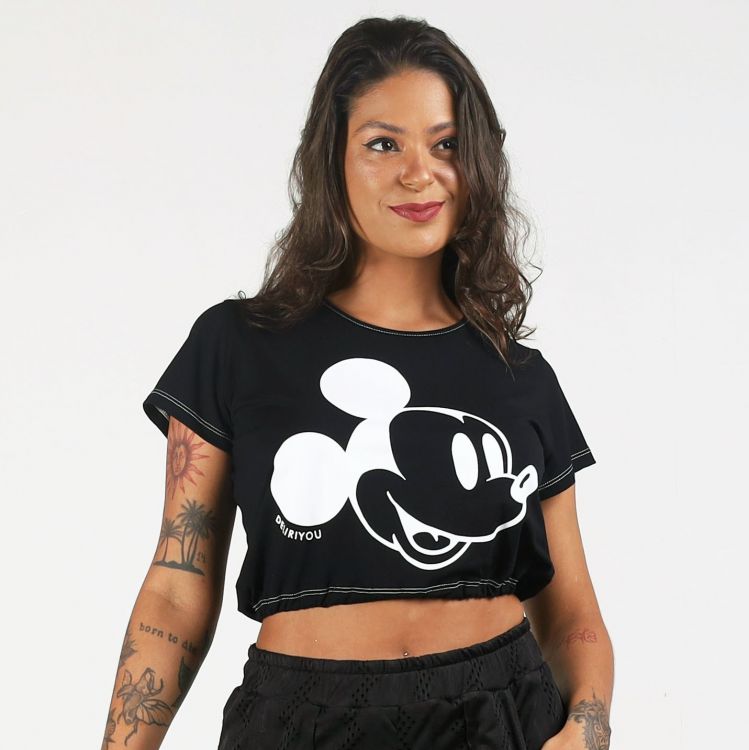 Blusa Baby Look Mickey Smile Deliriyou