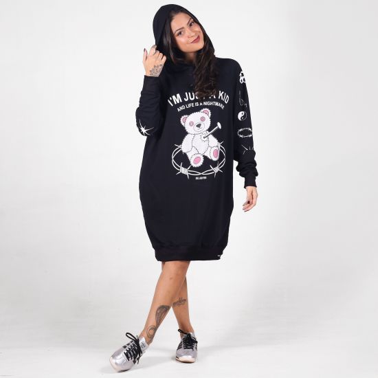 Vestido Moletom I'm Just a Kid Black