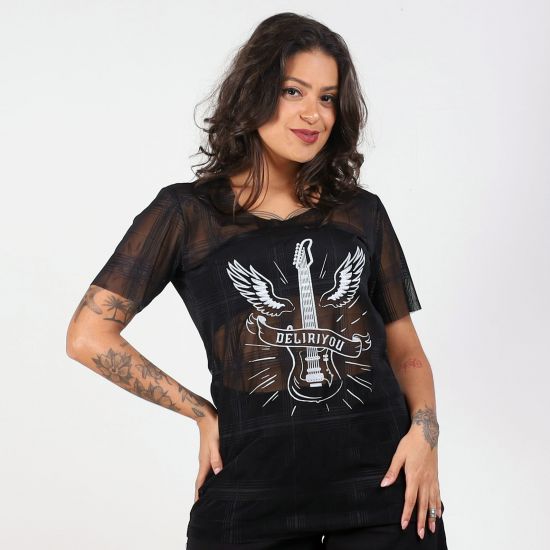 Blusa Tule Xadrez Deliriyou Rock