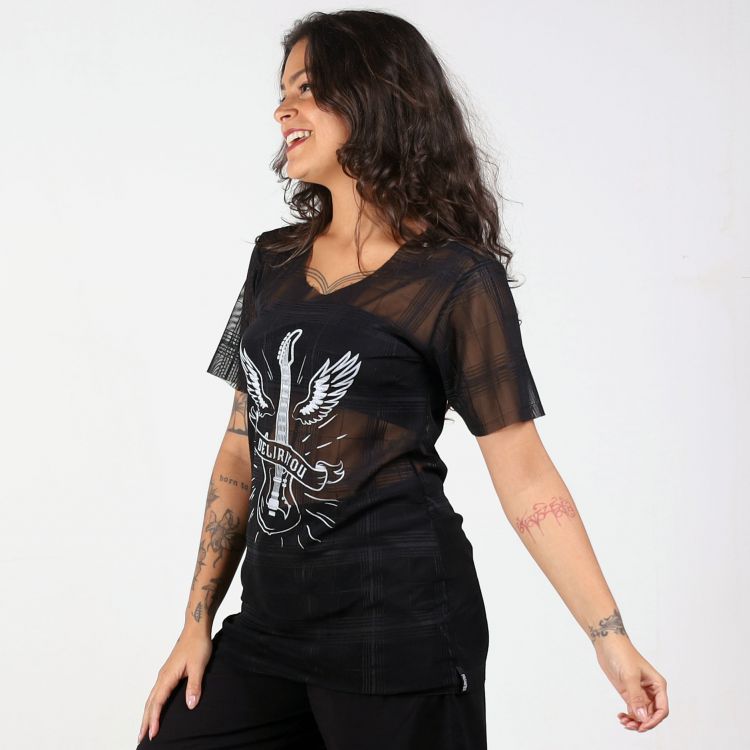 Blusa Tule Xadrez Deliriyou Rock