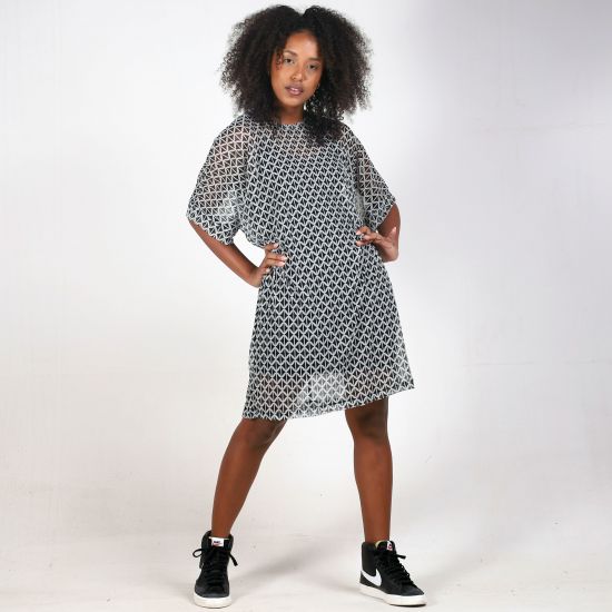 Vestido Duo Tule Geométrico