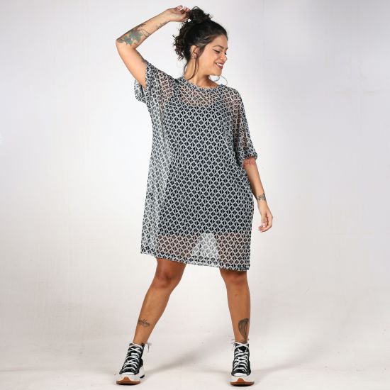Vestido Duo Tule Geométrico