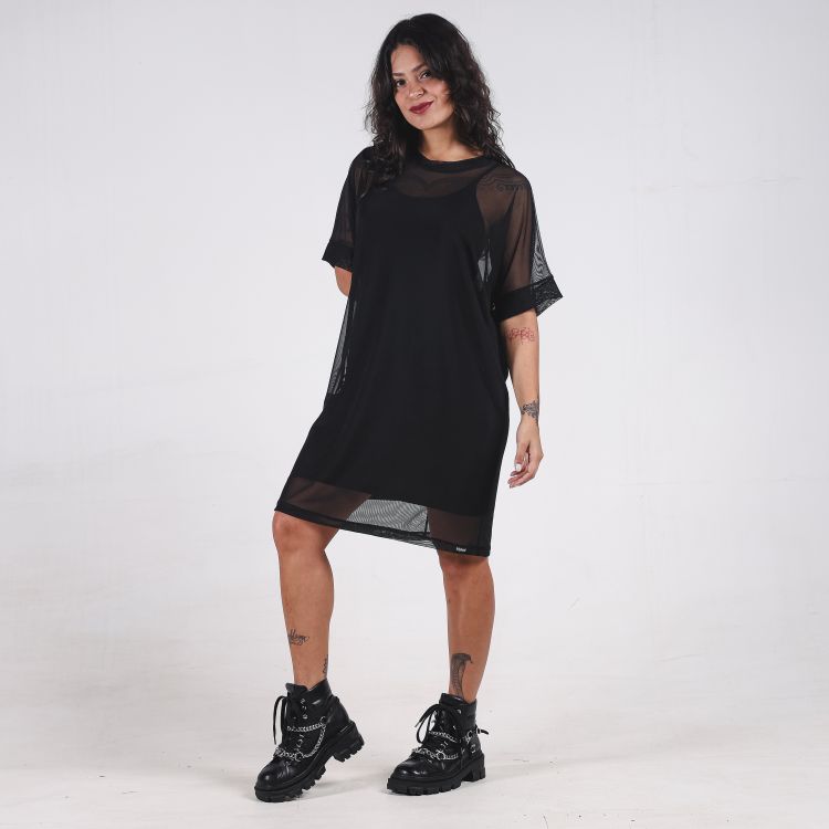 Vestido Duo Tule Total Black