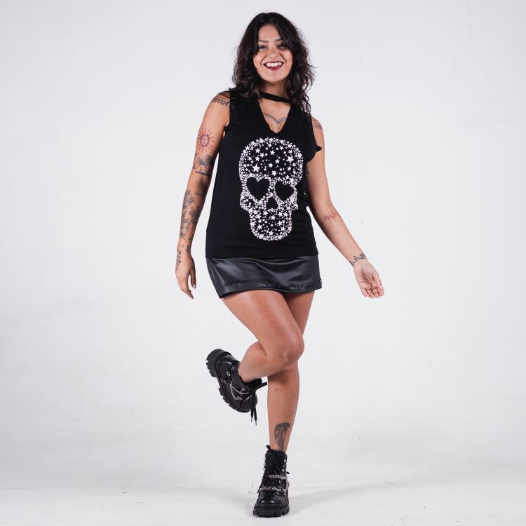 Blusa Choker Skull Star