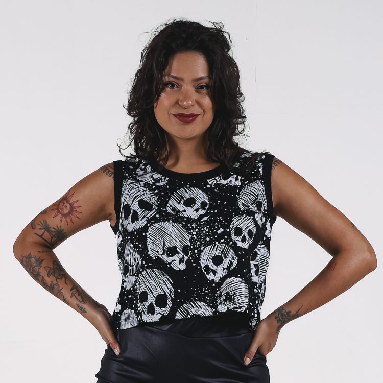 Blusa Cropped Skull  Art  Deliriyou