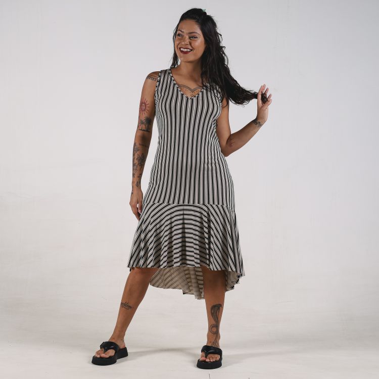 Vestido Striped Mullet Frill Deliriyou