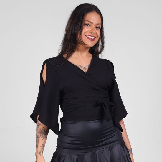 Blusa Crepe Transpassada