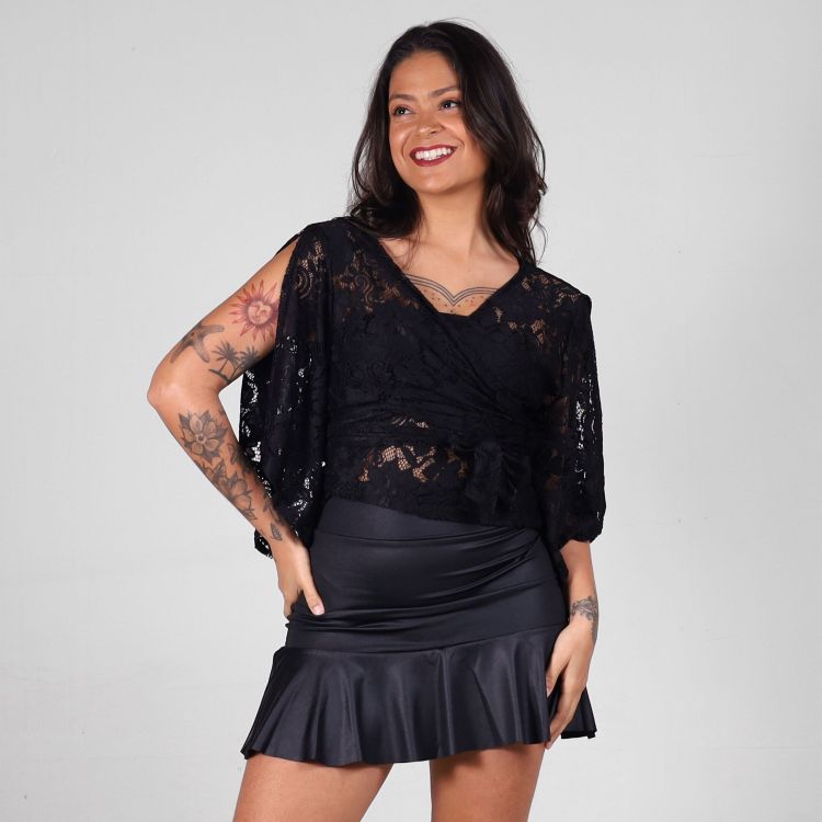 Blusa Renda Transpassada