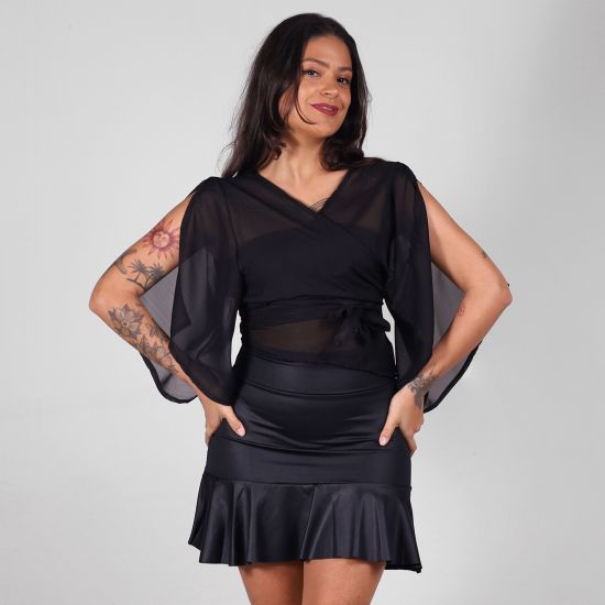 Blusa Tule Transpassada
