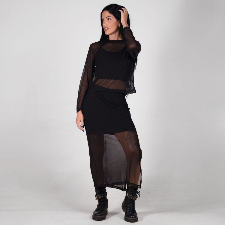 Blusa Tule Manga Longa