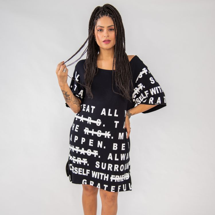 Vestido Positive Words Black