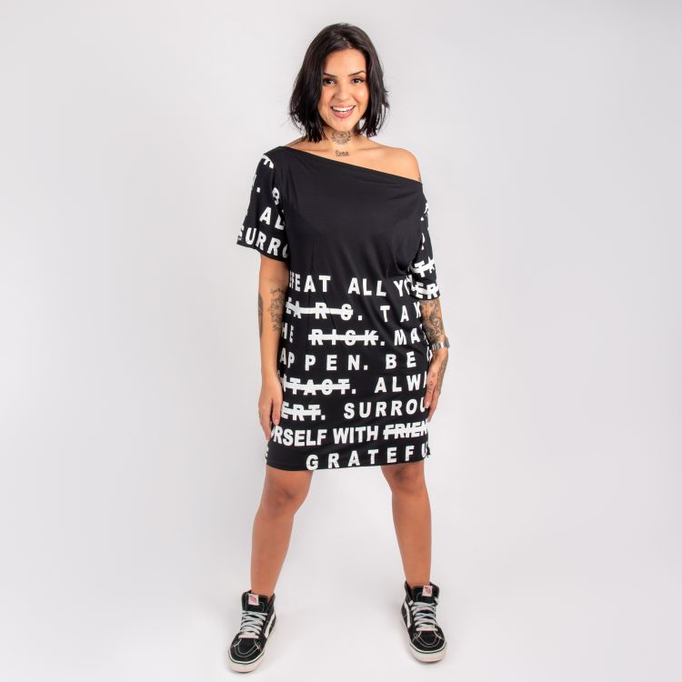 Vestido Positive Words Black